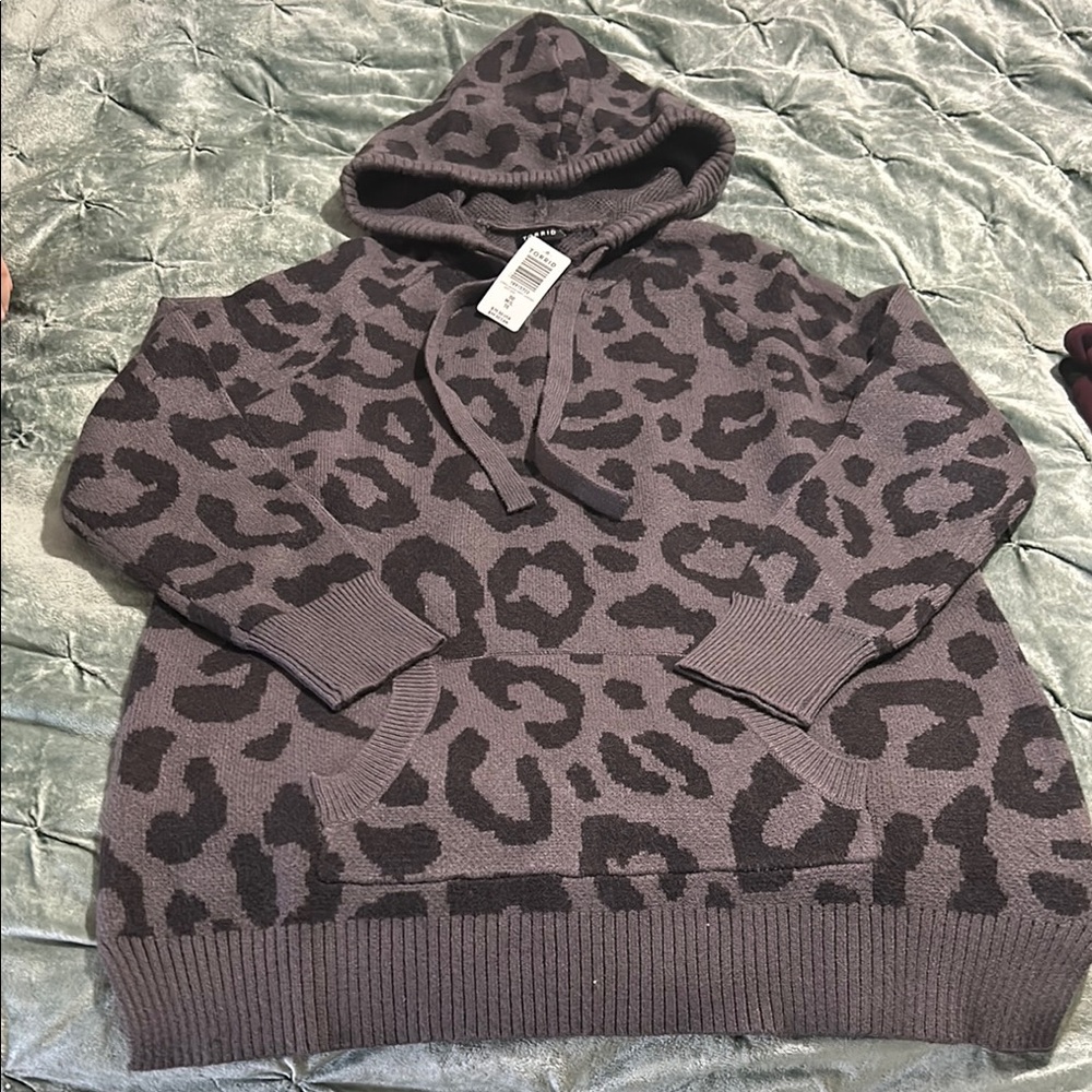 Torrid Gray Leopard Print Sweater
